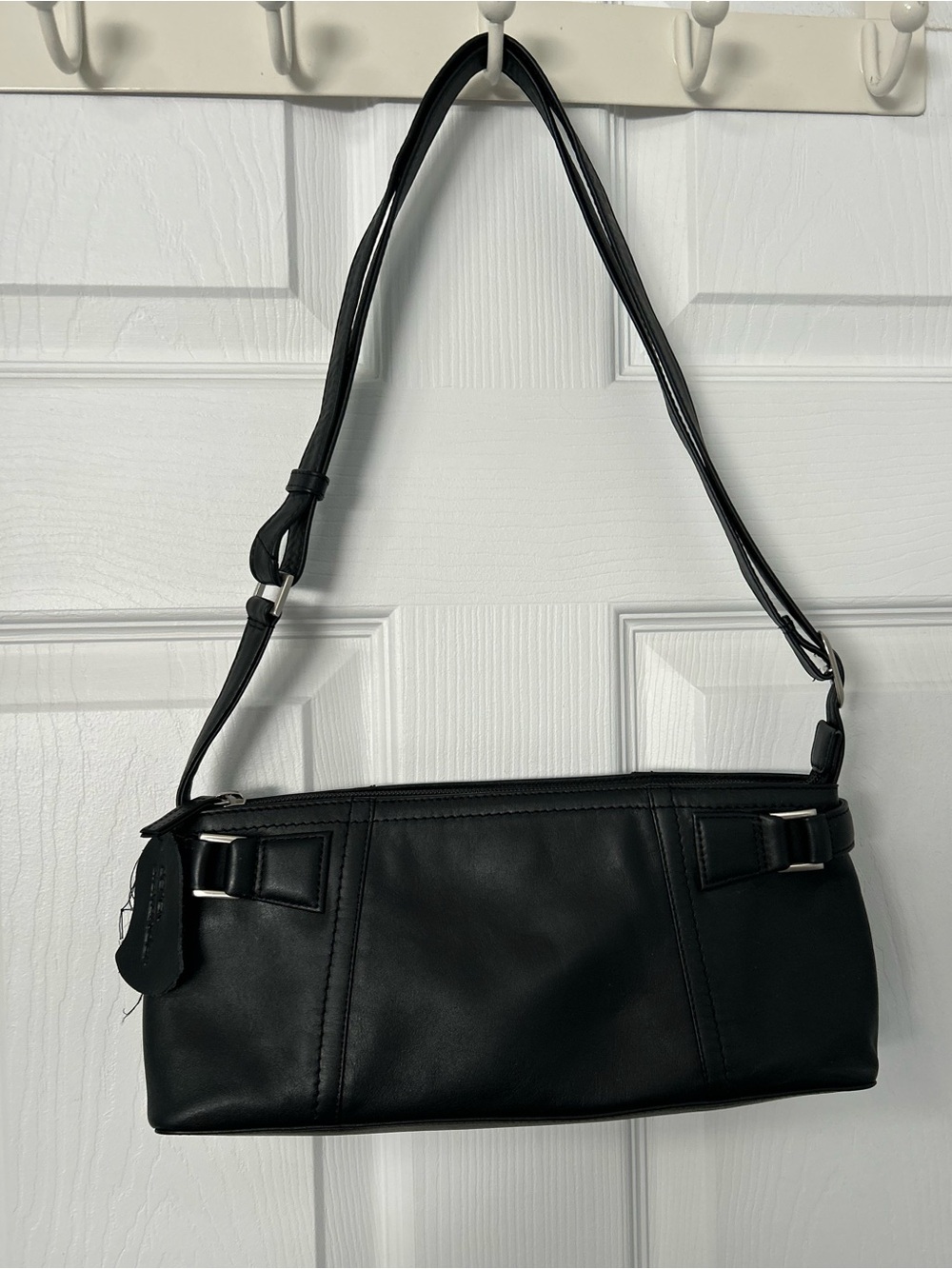 Derek Alexander Sleek Black Leather Shoulder Bag by